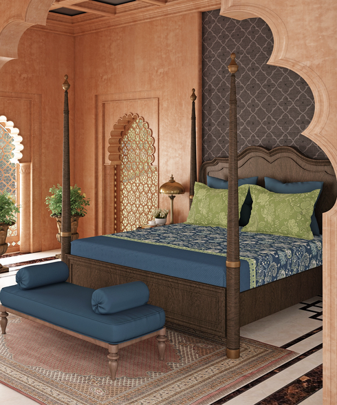 Road To Jaipur King Bedsheet Set, CHAAP RANG |210 TC Cotton |2 Pillow Covers