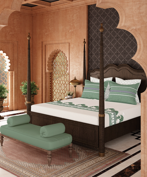 Road To Jaipur Double Duvet Set, TORAN DWAR|210 TC Cotton| 6 Pc Set