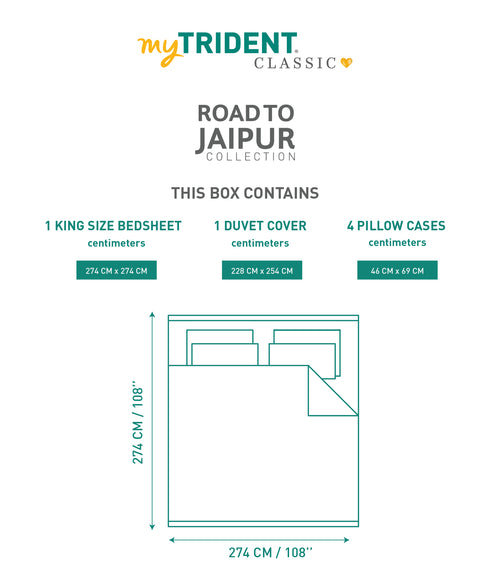 Road To Jaipur Double Duvet Set, TORAN DWAR|210 TC Cotton| 6 Pc Set