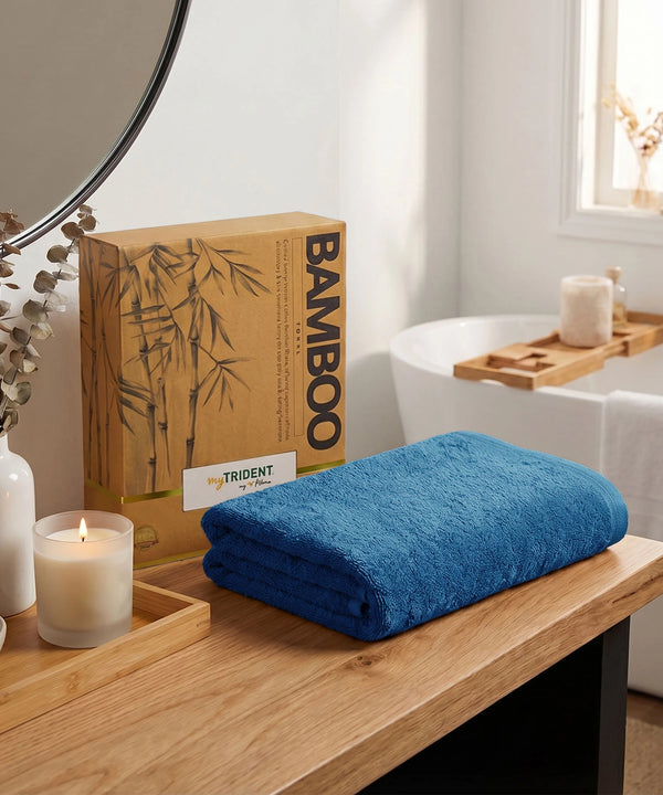 Cotton Bamboo Bath Towel, Blue| 450 GSM