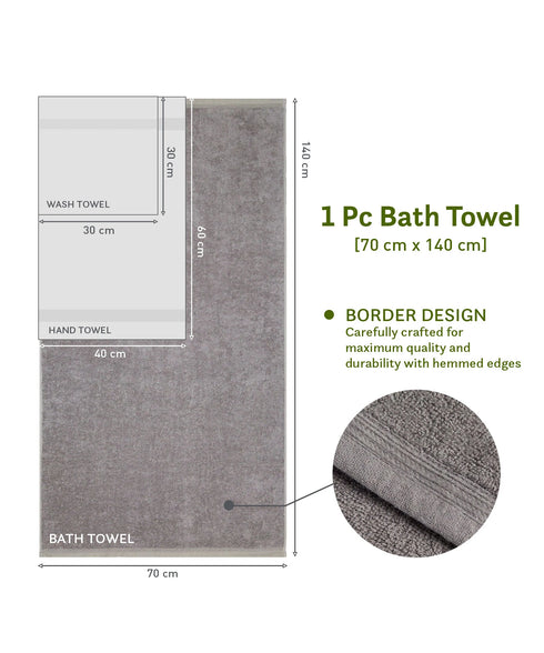 Cotton Bamboo Bath Towel, Charcoal| 450 GSM