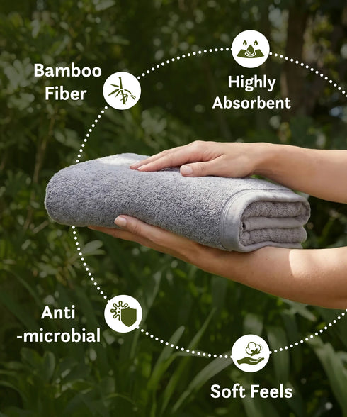 Cotton Bamboo Bath Towel, Charcoal| 450 GSM
