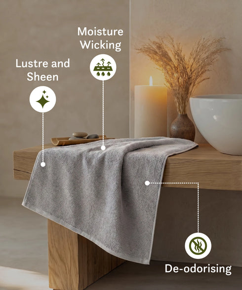 Cotton Bamboo Bath Towel, Charcoal| 450 GSM