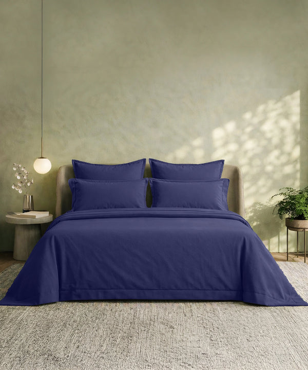 Style me Solid King Bedsheet, Navy |180 TC Cotton|2 Pillow Covers|Solid