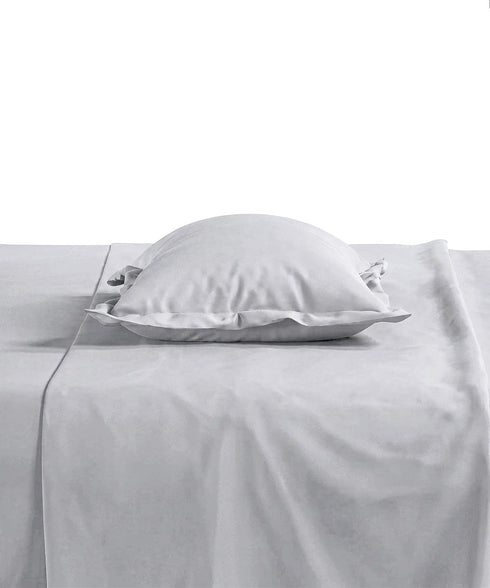Style me Solid King Fitted Bedsheet, Grey |180 TC Cotton|2 Pillow Covers|Solid