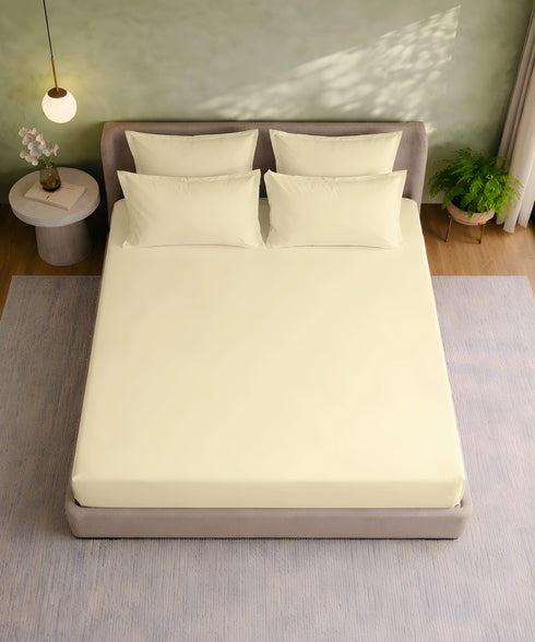 Style me Solid King Fitted Bedsheet, Duck Egg |180 TC Cotton|2 Pillow Covers|Solid