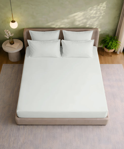 Style me Solid King Fitted Bedsheet, Lemon |180 TC Cotton|2 Pillow Covers|Solid