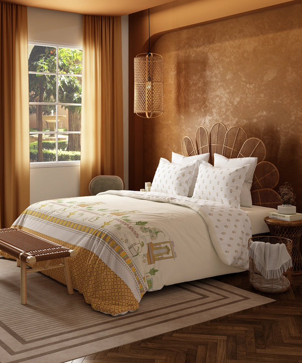 Home Essentials Namaste Bharat King Bedsheet Set, Vatsalya Orche|144 TC Cotton| 2 Pillow Covers