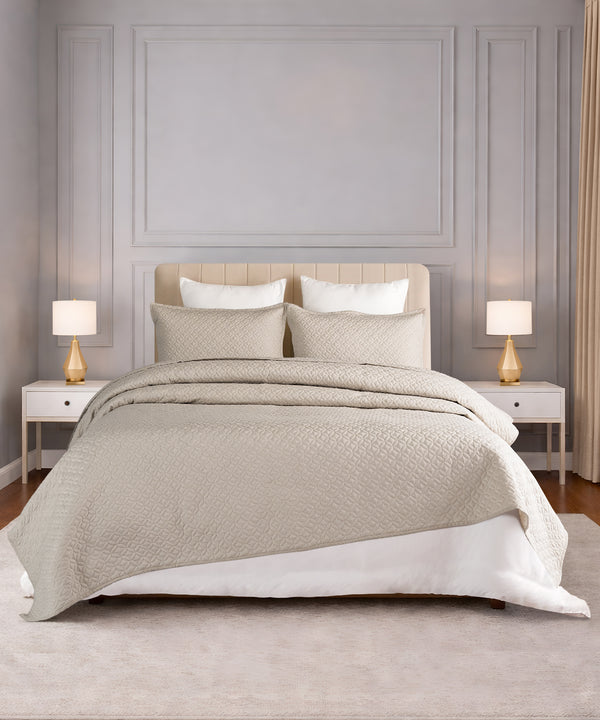 Nectarsoft Italian Retreat King Bedcover Set, Linen|90 GSM Cotton|3 Pc Set