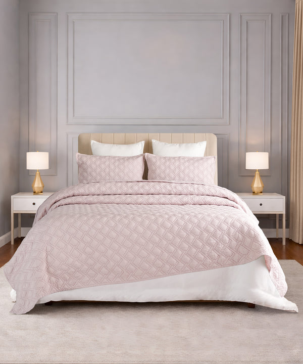 Nectarsoft Italian Retreat King Bedcover Set, Primrose|90 GSM Cotton|3 Pc Set