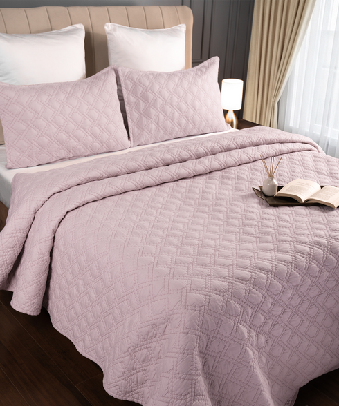 Nectarsoft Italian Retreat King Bedcover Set, Primrose|90 GSM Cotton|3 Pc Set