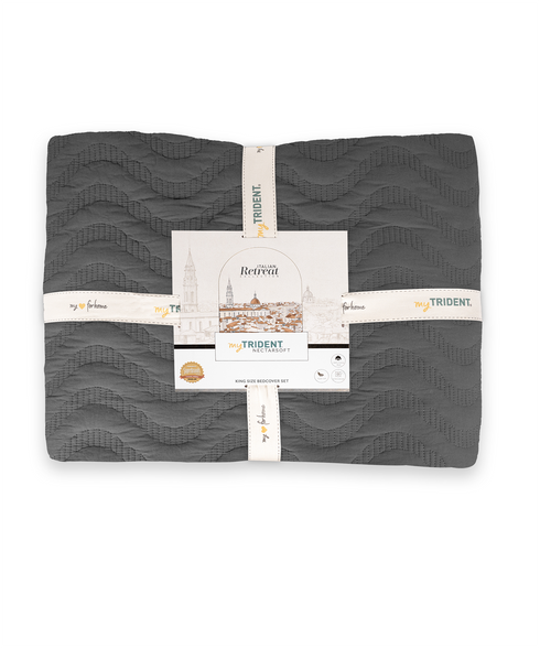 Nectarsoft Italian Retreat King Bedcover Set, Slate|90 GSM Cotton|3 Pc Set