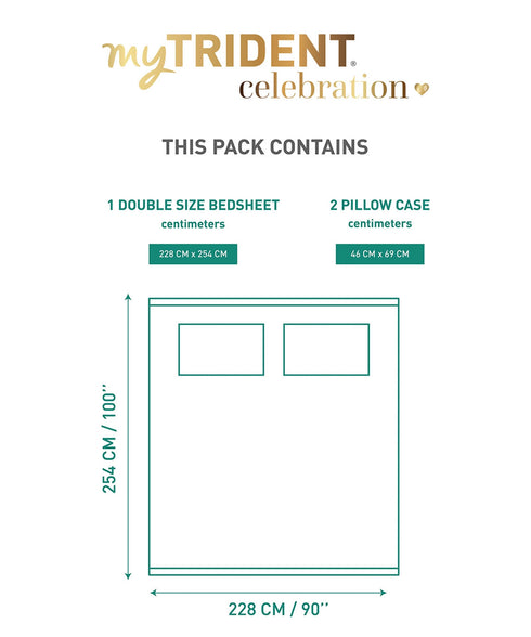 Celebration Queen Bedsheet Set, Saanjh Teal | 144 TC Cotton| 2 Pillow Covers