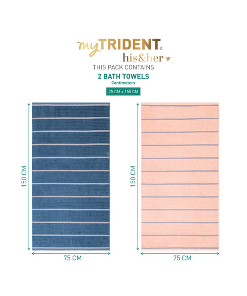 His & Her 2 PC Bath Towel Set, Candy & Floss|500 GSM Cotton