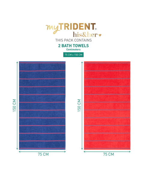 His & Her 2 PC Bath Towel Set, Tom & Jerry|500 GSM Cotton