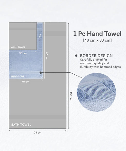 Luxehome Turkish Towel 1Pc Hand Towel, Blue Crest| 800 GSM Cotton