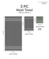 Luxehome Supima Cotton 3 Pc Face Towel Set, Priarie Sage| 600 GSM | 100% Supima Cotton