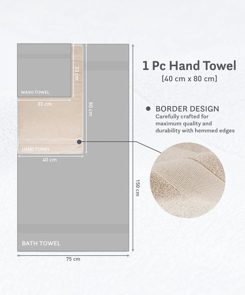 Luxehome Turkish Towel 1Pc Hand Towel, Dry Sand | 800 GSM Cotton