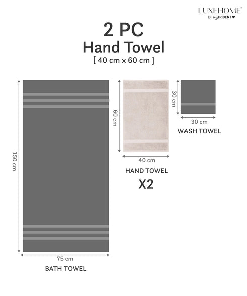 Luxehome Supima Cotton 2 Pc Hand Towel Set, Dark Sand| 600 GSM | 100% Supima Cotton