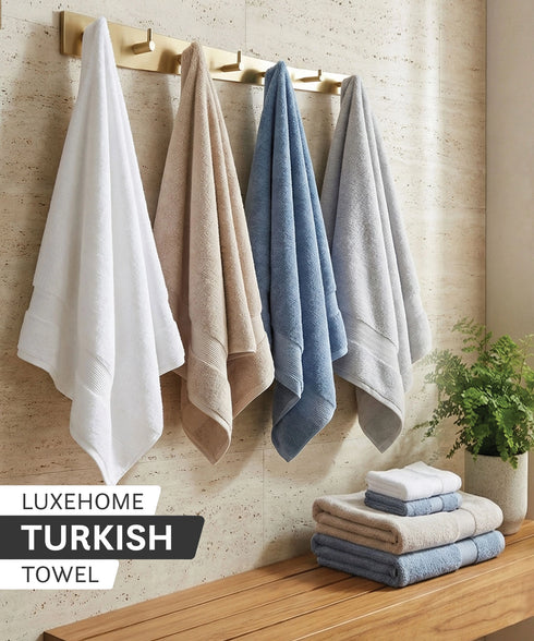 Luxehome Turkish Towel 1Pc Bath Towel, Blue Crest | 800 GSM Cotton