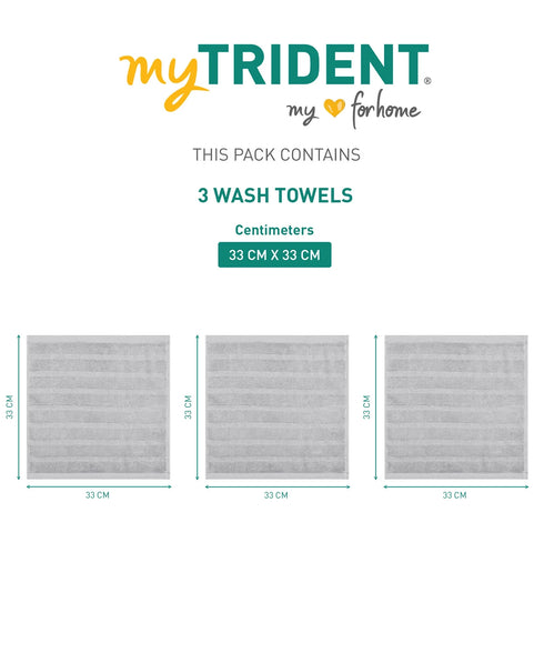Quick Dry 3 Pc Face Towel, Charcoal Grey|400 GSM Cotton