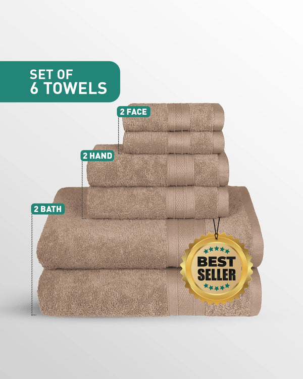 Soft Comfort 6Pc Towel Set, Acron|509 GSM Cotton|Air Rich Technology