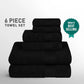 Soft Comfort 6Pc Towel Set, Black|509 GSM Cotton|Air Rich Technology