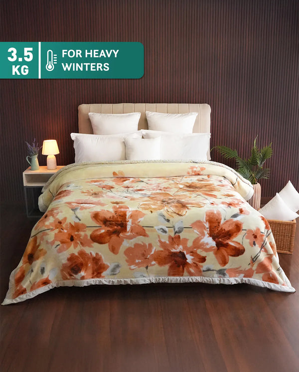 Classic Cozy Cocoon 2 ply Double Mink Blanket, Jasper|3.5 KG