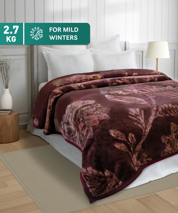 Home Essential Soft Sanctuary 1 Ply Double Flannel Blanket, Nora|2.7 KG