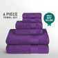 Soft Comfort 6Pc Towel Set, Plum|509 GSM Cotton|Air Rich Technology