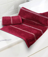 Urban Comfort 2 Pc Hand Towel Set,Rosie Wine| 450 GSM Cotton|Dry Fast