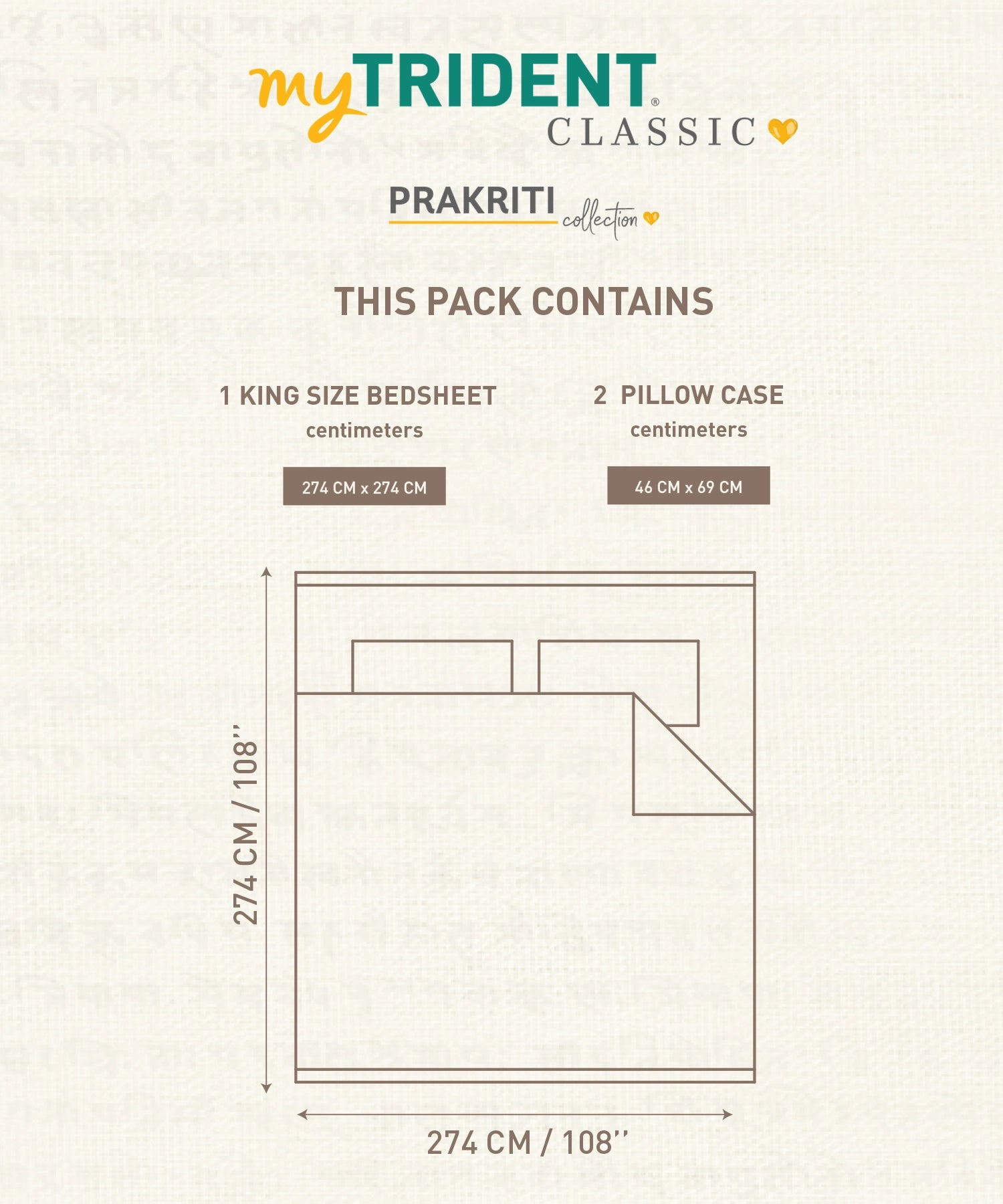 Classic Prakriti King Bedsheet Set, Arogya|210 TC Cotton|2 Pillow Covers