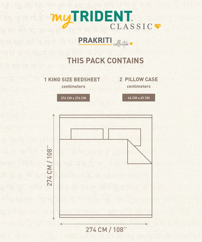 Classic Prakriti King Bedsheet Set, Arogya|210 TC Cotton|2 Pillow Covers