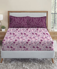 Urban Comfort Queen Bedsheet Set, Desert Garden Pink |144 TC Cotton| 2 Pillow Covers