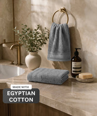 Luxe Home Egyptian Cotton 2 Pc Hand Towel Set,Graphite| 700 GSM | 100% Egyptian Cotton