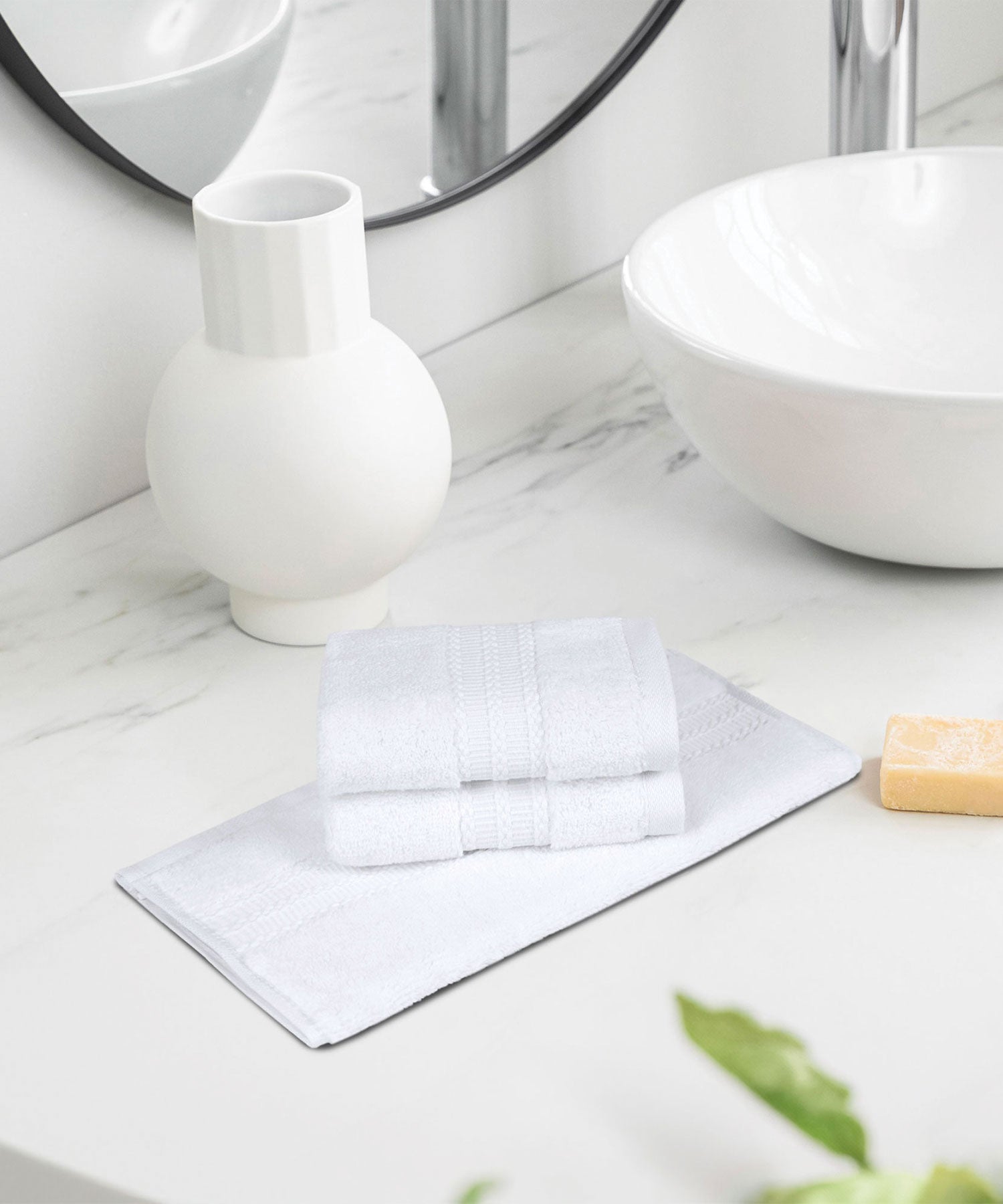 Luxury 3 Pc Face Towel Set, Delice White|625 GSM Premium Cotton