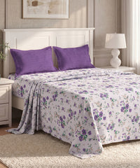 Urban Comfort Queen Bedsheet Set, Sunset Purple |144 TC Cotton| 2 Pillow Covers