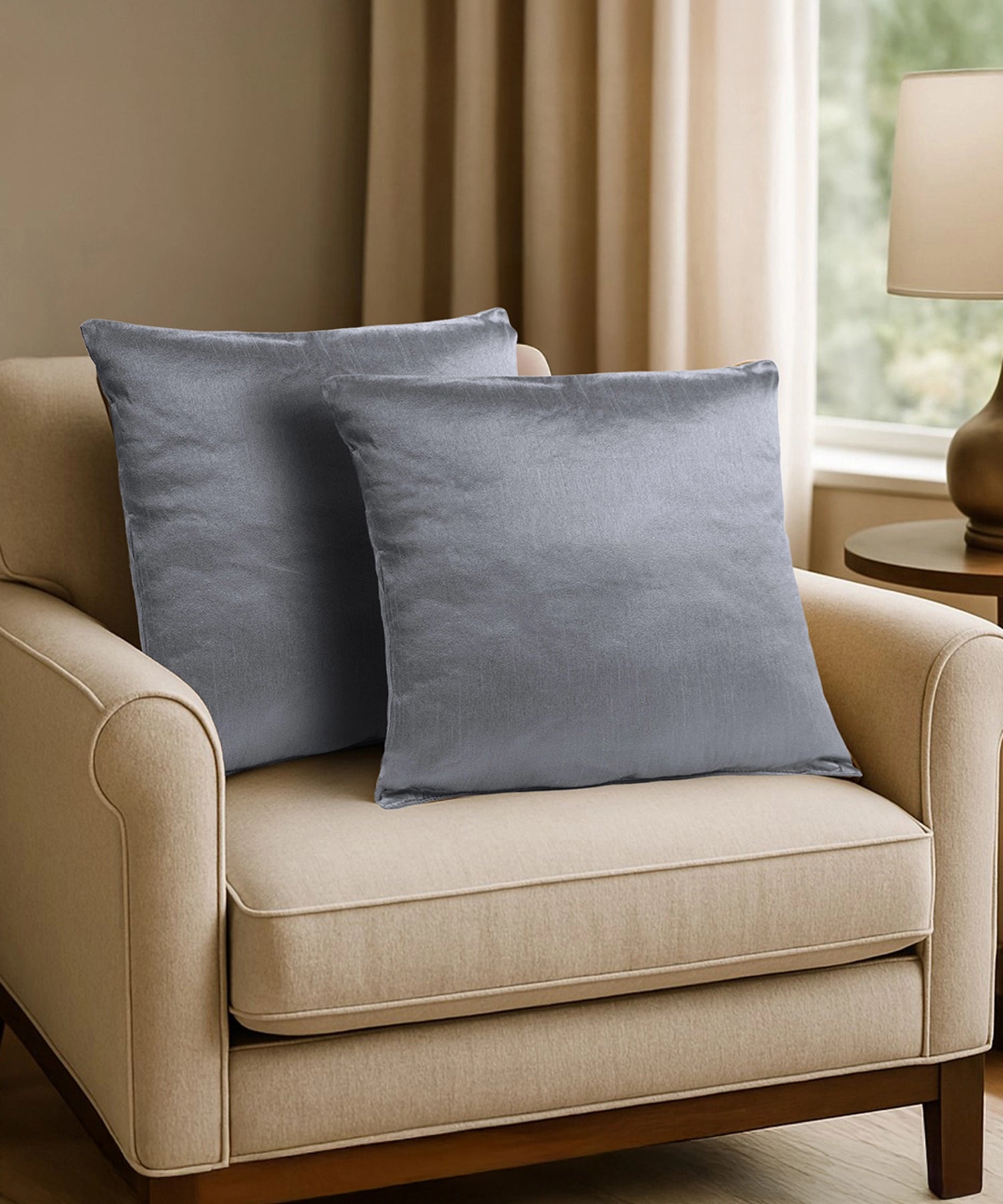 Everyday Solid Single Cushion, 250 GSM, 40 cm x 40 cm, Alloy Grey