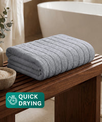 Quick Dry 1 Pc Bath Towel,Charcoal Grey|400 GSM Cotton