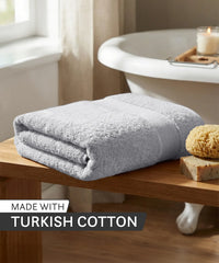Luxehome Turkish Towel 1Pc Bath Towel, Soft Silver | 800 GSM Cotton