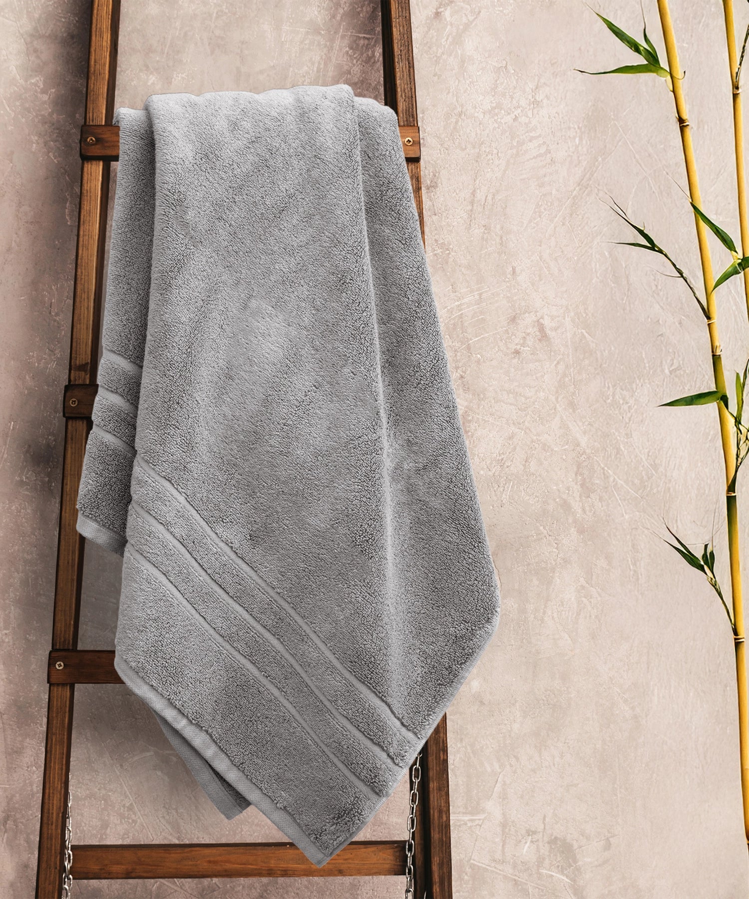 Luxe Home 1Pc Bath Towel, Charcoal| 600 GSM Cotton Bamboo
