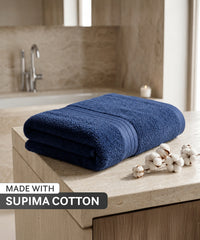 Finesse Supima 1Pc Bathsheet, Sea Navey| 600 GSM| Highly absorbent