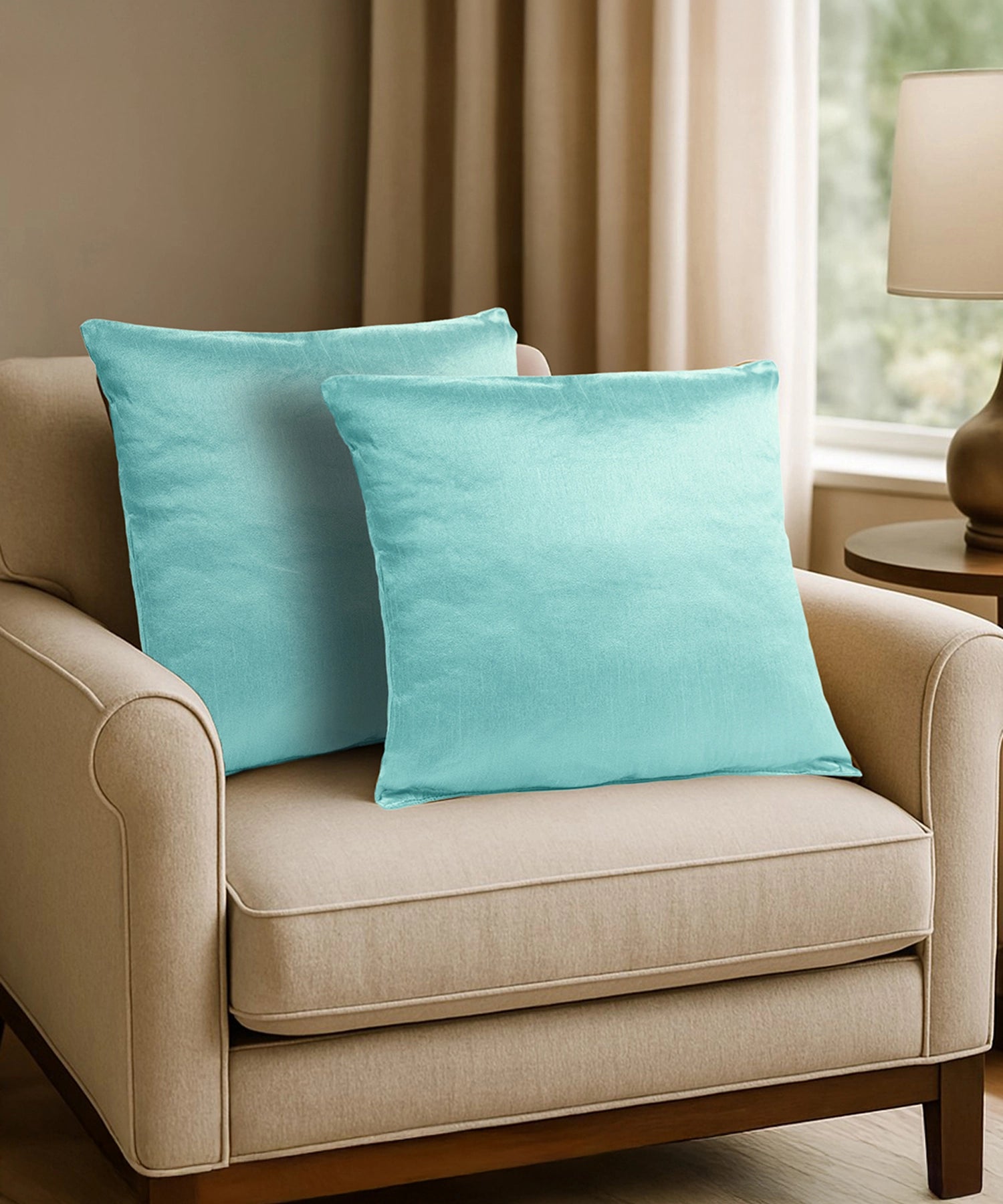 Everyday Solid Single Cushion, 250 GSM, 40 cm x 40 cm, Manor Green