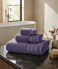 Luxury 3Pc Towel Set, Purple | 625 GSM| Anti Microbial