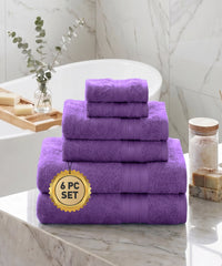Soft Comfort 6Pc Towel Set, Plum|509 GSM Cotton|Air Rich Technology