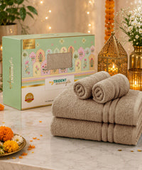 Moment Gold  4Pc Towel Set, Peanut Beige | 400GSM 100% Cotton