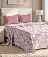 Urban Comfort Queen Bedsheet Set, Juliet Pink |144 TC Cotton| 2 Pillow Covers