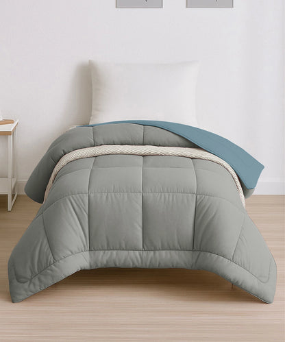 Comfort Living Solid Single AC Blanket/Comforter, Blue Fog|120 GSM Polyester|Reversible