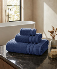 Luxury 3Pc Towel Set, Navy | 625 GSM| Anti Microbial