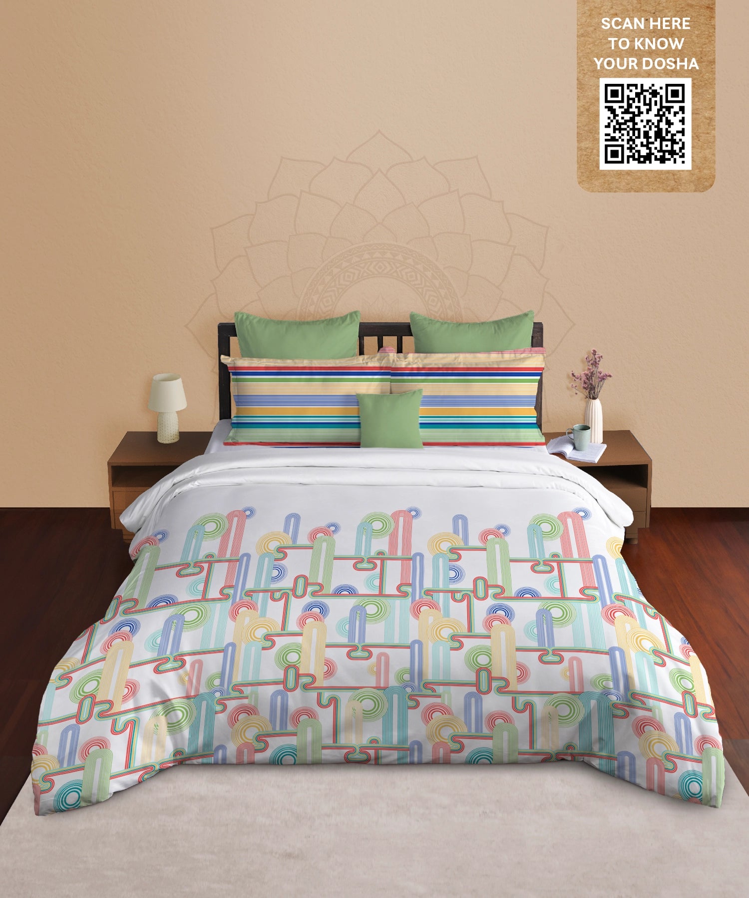 Classic Prakriti King Bedsheet Set, Urja|210 TC Cotton|2 Pillow Covers